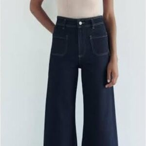 Zara Wide-Leg dark denim Jeans cropped